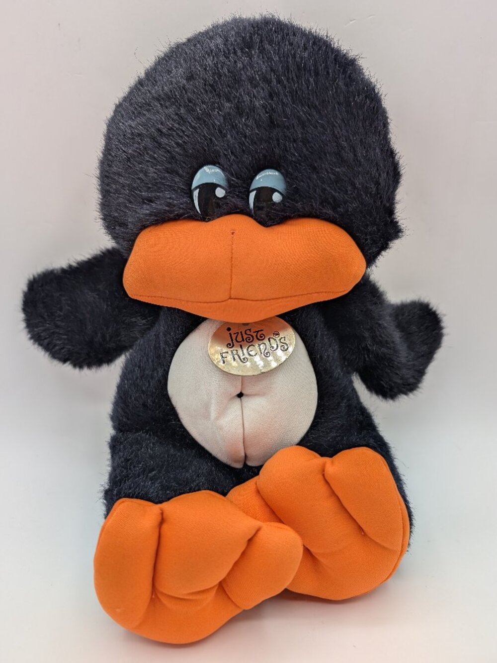Vintage Just Friends Black Penguin Plush Stuffed Metallic Tag Eastern Court
